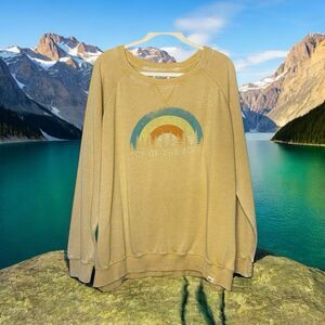Blue 84 Sweatshirt Women's XXL Light Tan Retro Nature Graphic Table Rock Lake